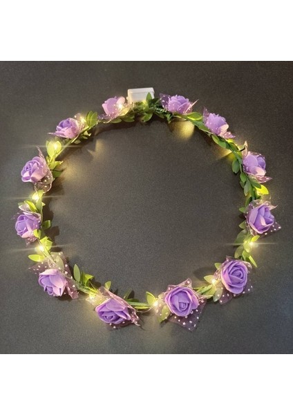 Gül 03 Glow Kafa Bandı LED Işık Hairband LED Başlık Light Up Çiçekler Çelenk Headdress Aydınlık Bantlar Glow Parti Saç Aksesuarları (Yurt Dışından)