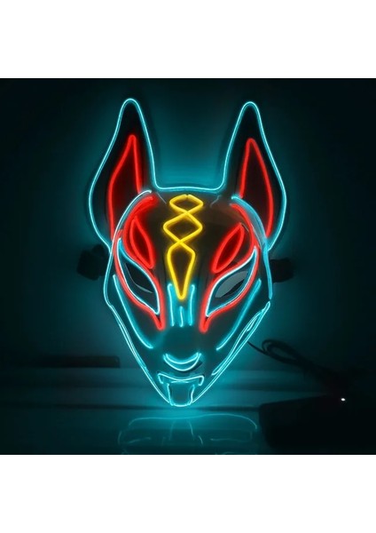 B Tilki Tavşan Cadılar Bayramı LED Sevimli Yüz Maskesi Parti Korku Cosplay Sahne Light Up Masque Masquerade (Yurt Dışından)