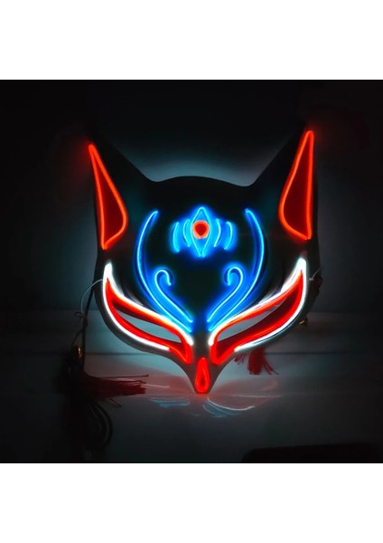B Tilki Tavşan Cadılar Bayramı LED Sevimli Yüz Maskesi Parti Korku Cosplay Sahne Light Up Masque Masquerade (Yurt Dışından) fiyatları