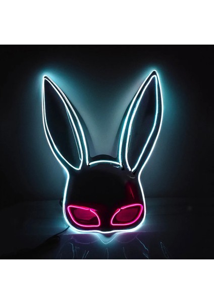 B Tilki Tavşan Cadılar Bayramı LED Sevimli Yüz Maskesi Parti Korku Cosplay Sahne Light Up Masque Masquerade (Yurt Dışından) fırsatları