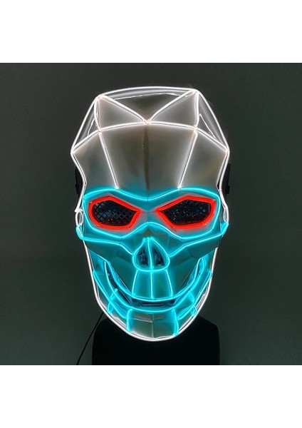 Maske 21 Yeni Tasarlanmış Parlayan Cadılar Bayramı Partisi Maskesi Yanıp Sönen LED Maskeleri El Neon Işık Cosplay Maske Kostüm Sahne Glow Parti Malzemeleri (Yurt Dışından)