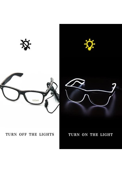 Beyaz LED Gözlük Neon Glow Güneş Gözlüğü Parlak Işık Malzemeleri Parti Yanıp Sönen Gözlük El Tel Parlayan Gafas Aydınlık Bril Yenilik Hediye (Yurt Dışından)
