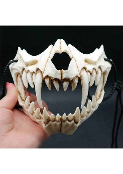 A09 Maskesi Cosplay Kurt Adam Kafatası Maskesi Parti Sahne Yarım Yüz Maskesi Unisex Masquerade Hayvan Cadılar Bayramı Karnavalı (Yurt Dışından)