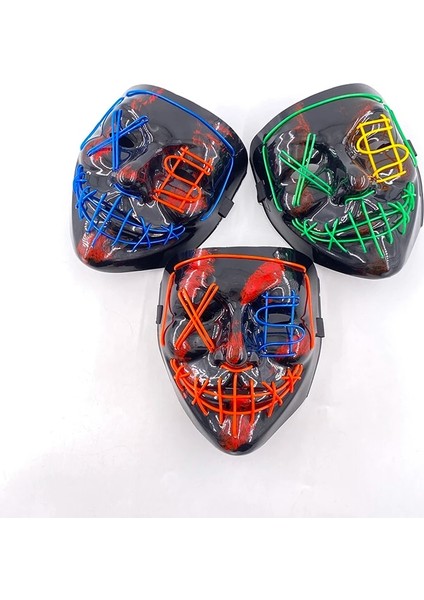 Renk 8 Korkunç Tasfiye Cadılar Bayramı Light Up Maske Festivali Masquerade Karanlıkta Parlayan LED Yüz Maskeleri Neon Parti Maskesi Cosplay Parti Dekoru (Yurt Dışından) indirimleri