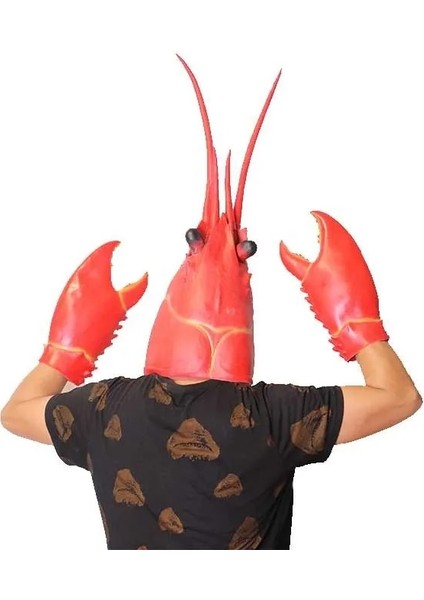 Bir Set Dev Istakoz Pençeleri Cadılar Bayramı Cosplay Kostüm Lateks Hayvan Maskeleri Yetişkinler Için Parti Dekorasyon Sahne Kırmızı (Yurt Dışından) modelleri