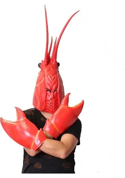 Bir Set Dev Istakoz Pençeleri Cadılar Bayramı Cosplay Kostüm Lateks Hayvan Maskeleri Yetişkinler Için Parti Dekorasyon Sahne Kırmızı (Yurt Dışından) fırsatları