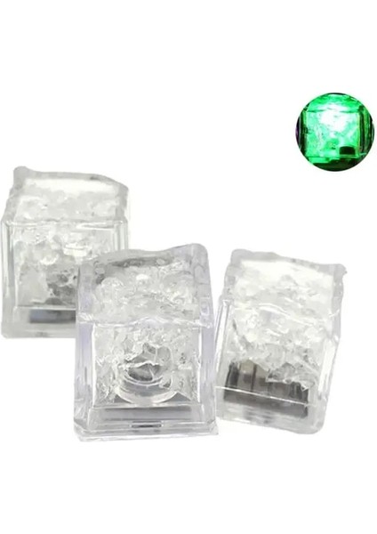 Yeşil 3 Adet Ev Dekor Aydınlık LED Buz Küpleri Parlayan Parti Topu Flaş Noel Cadılar Bayramı Festivali Karanlıkta Glow Parti Malzemeleri (Yurt Dışından)