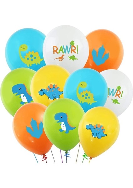 10 Adet-C 10 Adet Dinozor Parti Balonları Boys Doğum Günü Partisi Jurassic Dünya Orman Hayvan Lateks Topları Dekorasyon Bebek Duş Çocuk Oyuncak (Yurt Dışından)