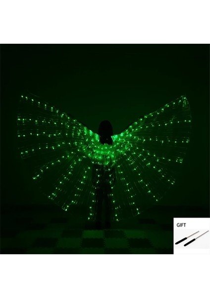 Yeşil M (Çocuk 115-150CM) Oryantal Dans LED Kelebek Kanatları Parti Festivali Performansı Floresan Isis Kanatları Oryantal Dans Karnaval Kostümleri Yetişkinler Için Gösterir (Yurt Dışından)