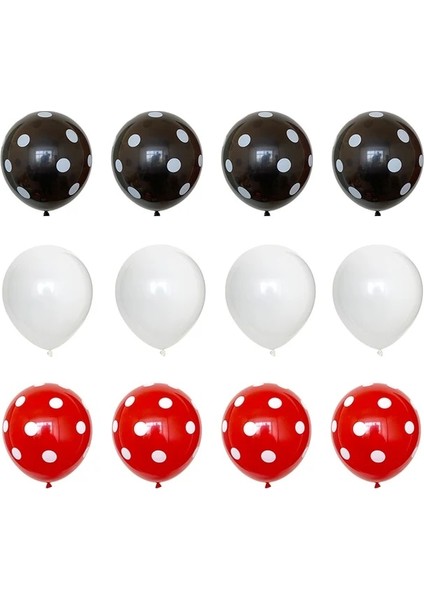 Yakut 12 Adet Kırmızı Siyah Puantiyeli Lateks Balonlar Uğur Böceği Bebek Duş Süslemeleri Helyum Topu Düğün Mutlu Doğum Günü Çocuk Parti Balonları (Yurt Dışından)