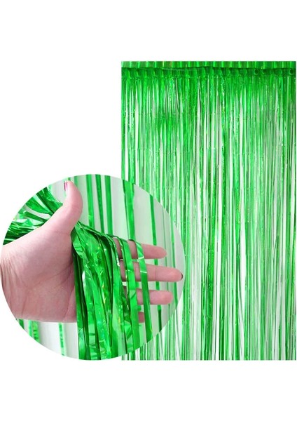 2 Paket Yeşil 2 Paket Folyo Perdeler Metalik Saçak Yeşil Perdeler Doğum Günü Düğün Parti Orman Parti Süslemeleri Için Pırıltılı Perde (Yurt Dışından)