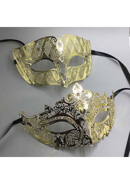Altın Lüks Metal Telkari Rhinestones Venedik Parti Maskesi Masquerade Çift Aşıklar Noel Olay Düğün Maskesi Lot (Yurt Dışından) fiyatları