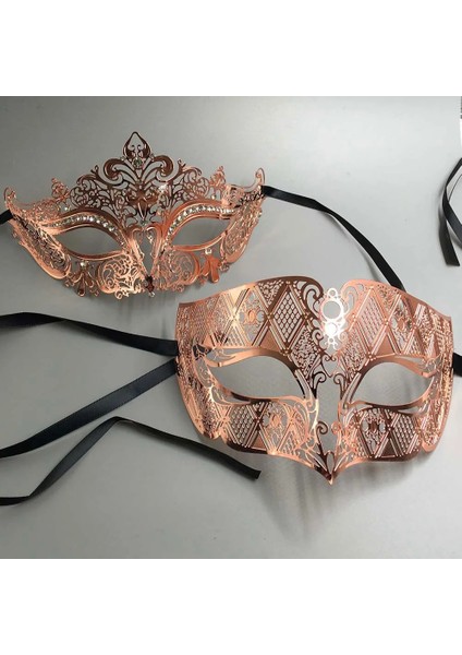 Altın Lüks Metal Telkari Rhinestones Venedik Parti Maskesi Masquerade Çift Aşıklar Noel Olay Düğün Maskesi Lot (Yurt Dışından) fırsatları