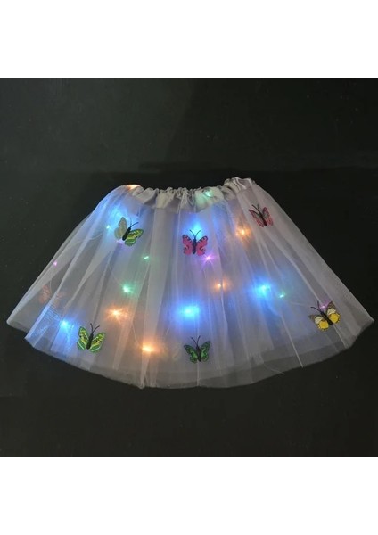 Gri Etek Prenses Kız Kelebek Işık Tutu LED Etek Glow Çiçek Çelenk Taç Kafa Bandı Parti Cadılar Bayramı Noel Düğün Doğum Günü Hediyesi (Yurt Dışından)
