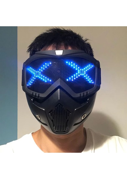 Siyah-Işıksız Ayrılabilir Bluetooth Rgb LED Işık Up Parti Motosiklet Off-Road Rüzgar Sürüş Gözlüğü Maskesi, Dahili Pil LED Ekran Kartı (Yurt Dışından) modelleri