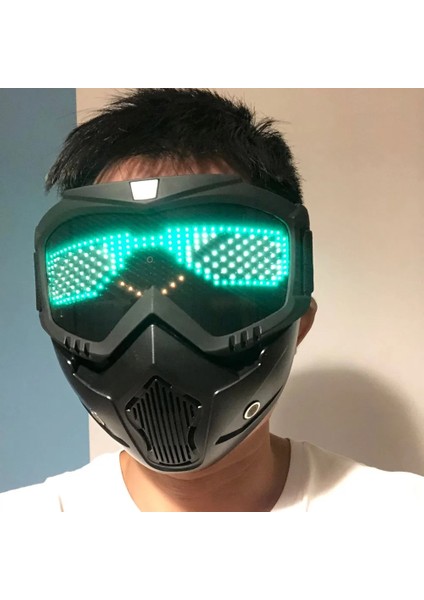 Siyah-Işıksız Ayrılabilir Bluetooth Rgb LED Işık Up Parti Motosiklet Off-Road Rüzgar Sürüş Gözlüğü Maskesi, Dahili Pil LED Ekran Kartı (Yurt Dışından) fırsatları