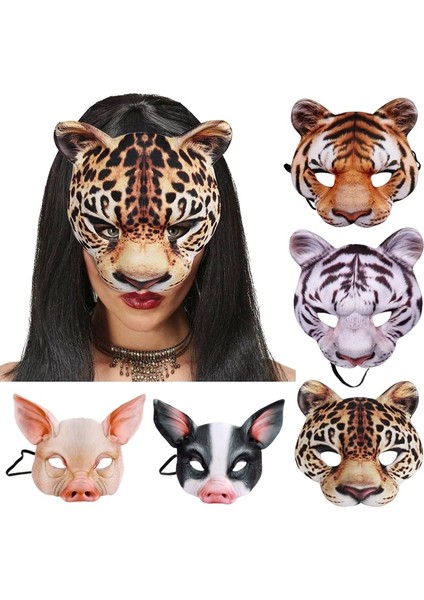 F Cadılar Bayramı 3D Hayvan Kaplan Domuz Yarım Yüz Maskesi Masquerade Parti Topu Maskesi Cosplay Kostüm Sahne (Yurt Dışından) fiyatları
