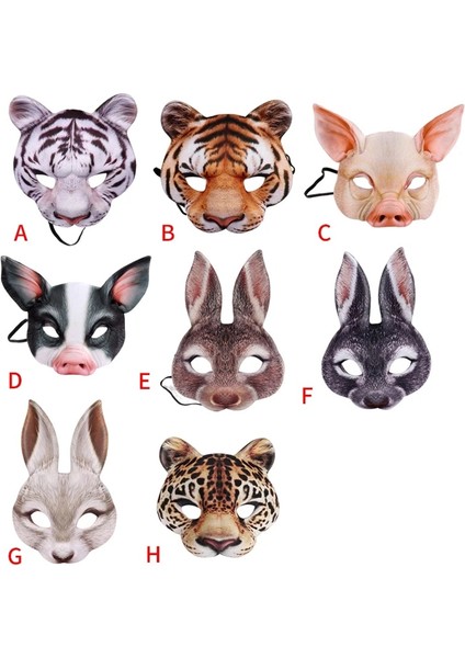 F Cadılar Bayramı 3D Hayvan Kaplan Domuz Yarım Yüz Maskesi Masquerade Parti Topu Maskesi Cosplay Kostüm Sahne (Yurt Dışından) modelleri