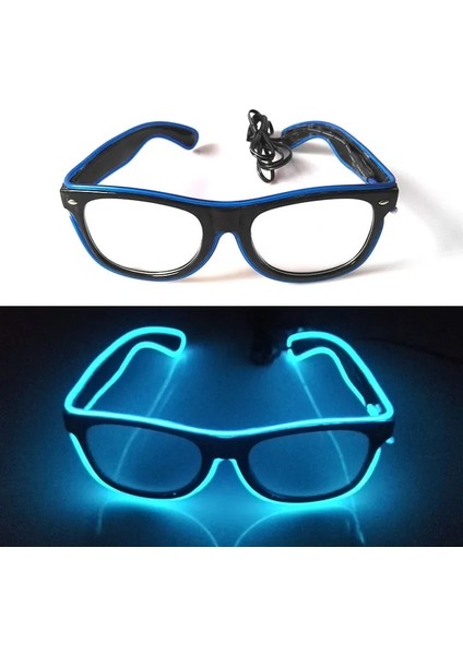 Mavi 2 Glow Neon Rave Gözlük El Tel Yanıp Sönen LED Güneş Gözlüğü Light Up Kostümleri Glow Parti Malzemeleri Cadılar Bayramı Dekorasyon (Yurt Dışından)