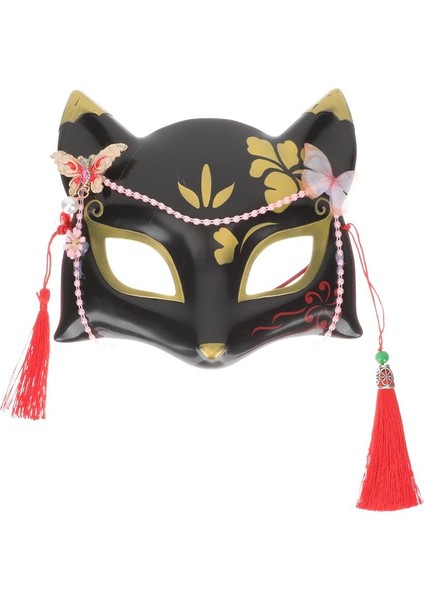 F Japon El-Boyalı Tilki Maskesi Kabuki Kitsune Yarım Yüz Maskesi Anime Cosplay Cadılar Bayramı Partisi Masquerade Kostüm Sahne (Yurt Dışından) fırsatları