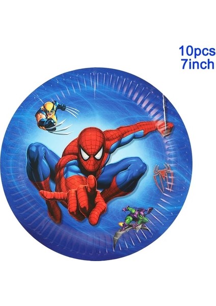 PLATE-10PCS Disney Örümcek Adam Parti Bebek Duş Dekorasyon Çocuk Doğum Günü Banner Saman Bardak Plaka Kaşık Çatal Patlamış Mısır Kutusu Masa Örtüsü Malzemeleri (Yurt Dışından)