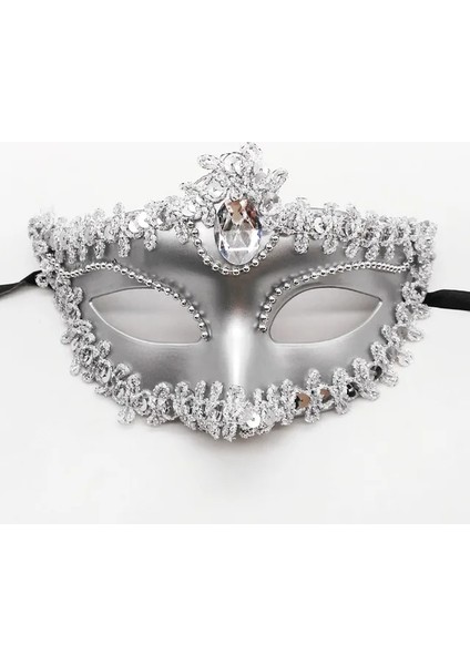 Gümüş 10 Adet Dantel Mardi Gras Masquerade Maskesi Karnaval Balo Venedik Yarım Retro Kostüm Süslü Elbise Parti Malzemeleri (Yurt Dışından)