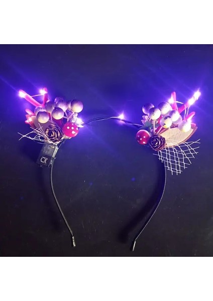 Stil 2 Kadın Kızlar Parti LED Glow Kafa Bandı Elk Berry Boynuz Light Up Ağaç Dalı Cosplay Doğum Günü Noel Navidad Dekorasyon 2023 (Yurt Dışından)
