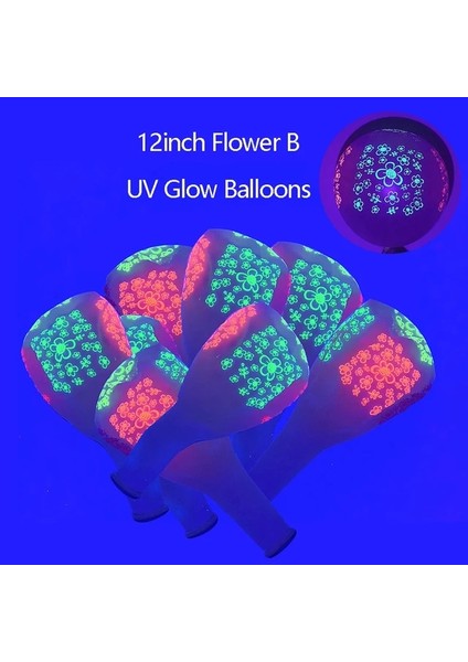 Çiçek B Balonlar Mutlu Doğum Günü Lateks Balonlar Karanlıkta Parlıyor Uv Glow Balonlar Blacklight Reaktif Neon Noel Partisi Çocuk Doğum Günü Aydınlık Dekor (Yurt Dışından)