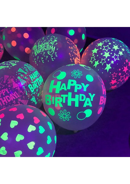 Çiçek B Balonlar Mutlu Doğum Günü Lateks Balonlar Karanlıkta Parlıyor Uv Glow Balonlar Blacklight Reaktif Neon Noel Partisi Çocuk Doğum Günü Aydınlık Dekor (Yurt Dışından) fiyatları