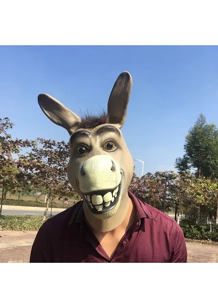 Resim Renk Komik Yetişkin Ürpertici Komik Eşek At Kafa Maskesi Lateks Cadılar Bayramı Hayvan Cosplay Hayvanat Bahçesi Sahne Parti Festivali Kostüm Topu Maskesi (Yurt Dışından)