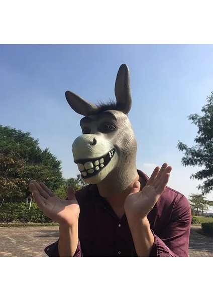 Resim Renk Komik Yetişkin Ürpertici Komik Eşek At Kafa Maskesi Lateks Cadılar Bayramı Hayvan Cosplay Hayvanat Bahçesi Sahne Parti Festivali Kostüm Topu Maskesi (Yurt Dışından) modelleri
