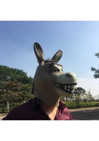 Resim Renk Komik Yetişkin Ürpertici Komik Eşek At Kafa Maskesi Lateks Cadılar Bayramı Hayvan Cosplay Hayvanat Bahçesi Sahne Parti Festivali Kostüm Topu Maskesi (Yurt Dışından) indirimleri