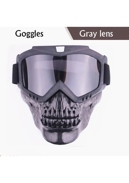 Kafatası - Işıksız Ayrılabilir Bluetooth Rgb LED Işık Up Parti Motosiklet Off-Road Rüzgar Sürme Gözlüğü Maskesi, Dahili Pil LED Ekran Kartı (Yurt Dışından)