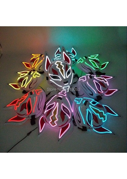 Renkli 2 Japon Anime Maske Cadılar Bayramı Cosplay Tilki Maskesi Neon Işıklı Maske LED Işıklı Maskeler Karanlıkta Glow Karnaval Parti Malzemeleri (Yurt Dışından) modelleri