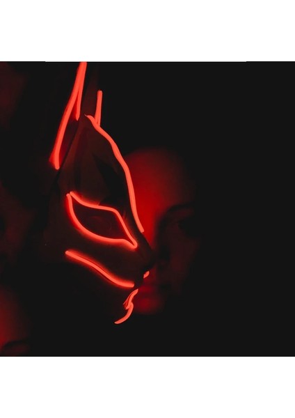Renkli 2 Japon Anime Maske Cadılar Bayramı Cosplay Tilki Maskesi Neon Işıklı Maske LED Işıklı Maskeler Karanlıkta Glow Karnaval Parti Malzemeleri (Yurt Dışından) fırsatları