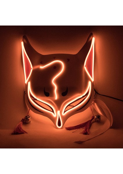 Beyaz Anime Japon Kitsune Maskesi LED Tilki Maskesi Plastik LED Işık Up Maskeleri Cosplay Maske Şapkalar Cadılar Bayramı Maskesi Parti Yetişkin Için (Yurt Dışından) indirimleri