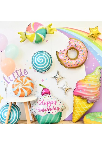 Donuts Pembe Renkli Şeker Folyo Balonlar Lolipop Helyum Balonları Bebek Duş Doğum Günü Düğün Parti Malzemeleri Noel Dekorasyon Globos (Yurt Dışından)