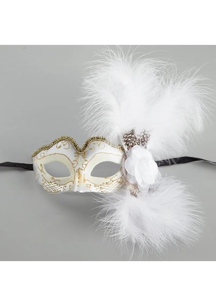 Siyah Bayan Kadın Parti Çiçek Tüy Mardi Gras Maskesi Karnaval Geçit Töreni Masquerade Kostüm Düğün Noel Doğum Günü Dekorasyon (Yurt Dışından) fiyatları