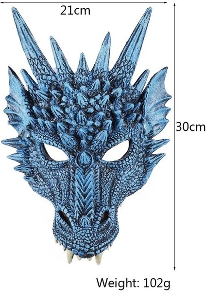 Mavi Cadılar Bayramı Maskesi Mardi Gras Balo Karnaval Partisi Pu Köpük 3D Hayvan Ejderha Maskesi (Yurt Dışından)