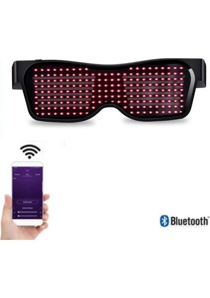 App Kırmızı Yeni Yıl Gözlük Programlanabilir Ekran Mesajı LED Sihirli Gözlük Parti Bar Dj Dans Için App Kontrollü LED Güneş Gözlüğü (Yurt Dışından)