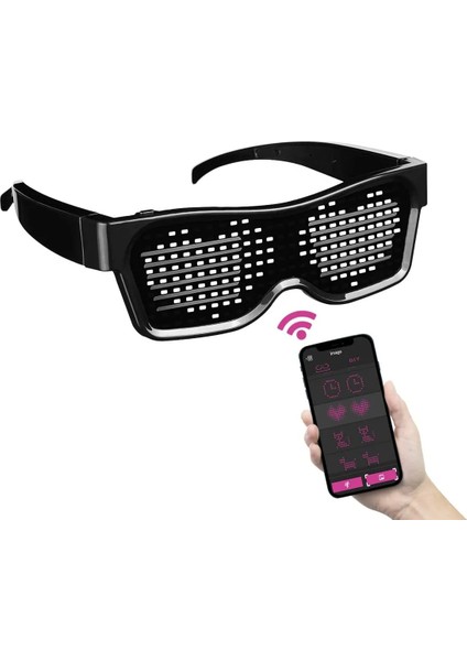 App Kırmızı Yeni Yıl Gözlük Programlanabilir Ekran Mesajı LED Sihirli Gözlük Parti Bar Dj Dans Için App Kontrollü LED Güneş Gözlüğü (Yurt Dışından)