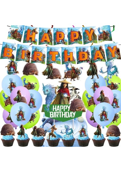 Balonlar-13 Adet Disney Raya ve Son Ejderha Parti Malzemeleri Süslemeleri Çocuk Doğum Günü Tek Kullanımlık Sofra Bardak Tabaklar Parti Iyilik Dekor Seti (Yurt Dışından) fırsatları