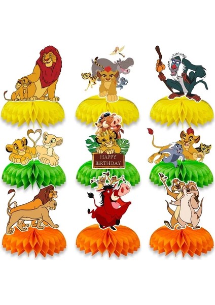 9 Adet Petek Disney Aslan Kral Simba Doğum Günü Partisi Dekorasyon Tek Kullanımlık Sofra Seti Balon Arka Plan Çocuk Kız Erkek Parti Malzemeleri (Yurt Dışından)