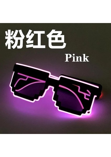 Pembe C Kablosuz El Tel 8 Bit Gözlük Yanıp Sönen LED Gözlük Parlayan Parti Malzemeleri Aydınlık Gözlük Parlak Işık Festivali Parti Glow Güneş Gözlüğü (Yurt Dışından)