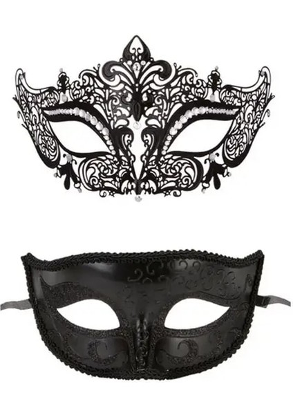 D Maskeli Balo Yüz Kapatma Oymak Retro Muhteşem Cosplay Sahne Metal Venedik Kostüm Partisi Siyah Yarım Yüz Kapatma Seti Karnaval Için (Yurt Dışından)