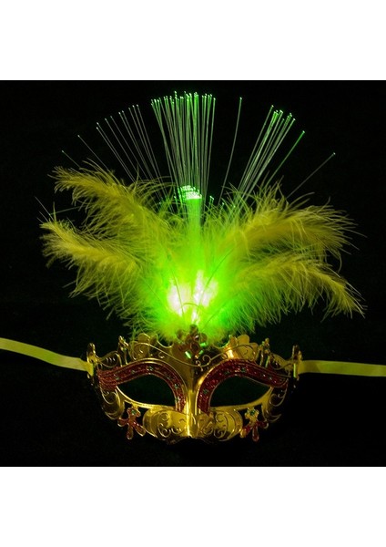 2 Adet Altın 2 Adet Venedik Venedik Parlayan Tüy LED Maskeleri Karnaval Cadılar Bayramı Masquerade Cosplay Kostüm Partisi Malzemeleri (Yurt Dışından)