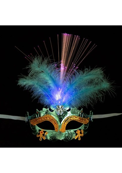 2 Adet Altın 2 Adet Venedik Venedik Parlayan Tüy LED Maskeleri Karnaval Cadılar Bayramı Masquerade Cosplay Kostüm Partisi Malzemeleri (Yurt Dışından) fiyatları