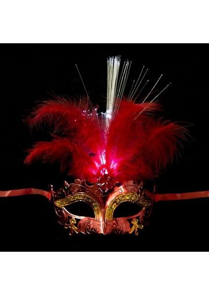 2 Adet Altın 2 Adet Venedik Venedik Parlayan Tüy LED Maskeleri Karnaval Cadılar Bayramı Masquerade Cosplay Kostüm Partisi Malzemeleri (Yurt Dışından) modelleri