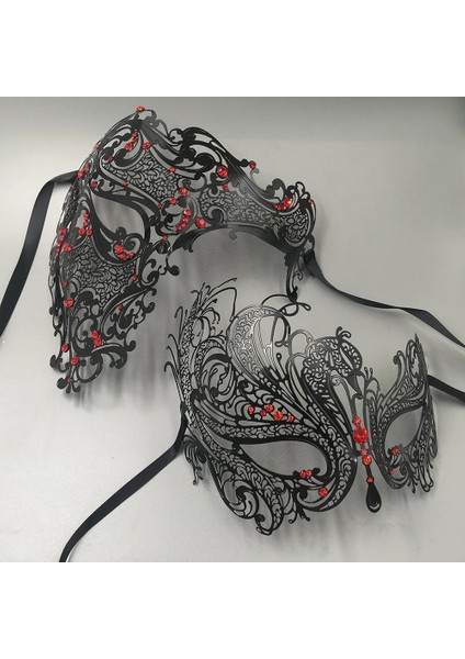 Gümüş Onun Çifti Glitter Rhinestones Metal Telkari Masquerade Maske Venedik Kostüm Balo Parti Balo Noel Yarım Kafatası Maskesi (Yurt Dışından) modelleri