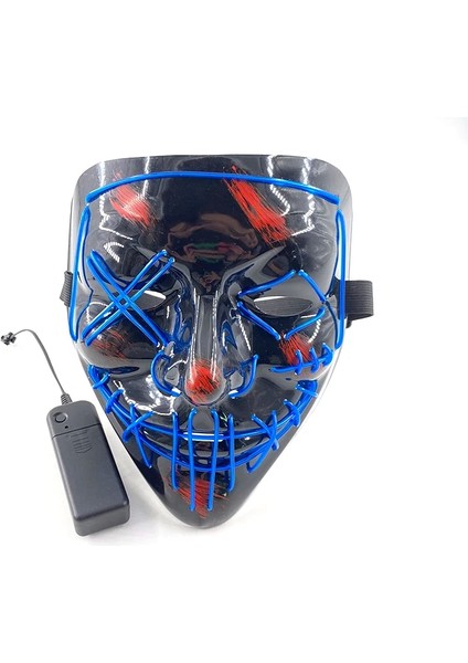 Renk 2 LED Cadılar Bayramı Tasfiye Maskesi LED Neon Yüz Maskeleri Maske Masquerade Korku Parti Sahne LED Işık Parti Maskesi Karanlıkta Büyümek (Yurt Dışından)